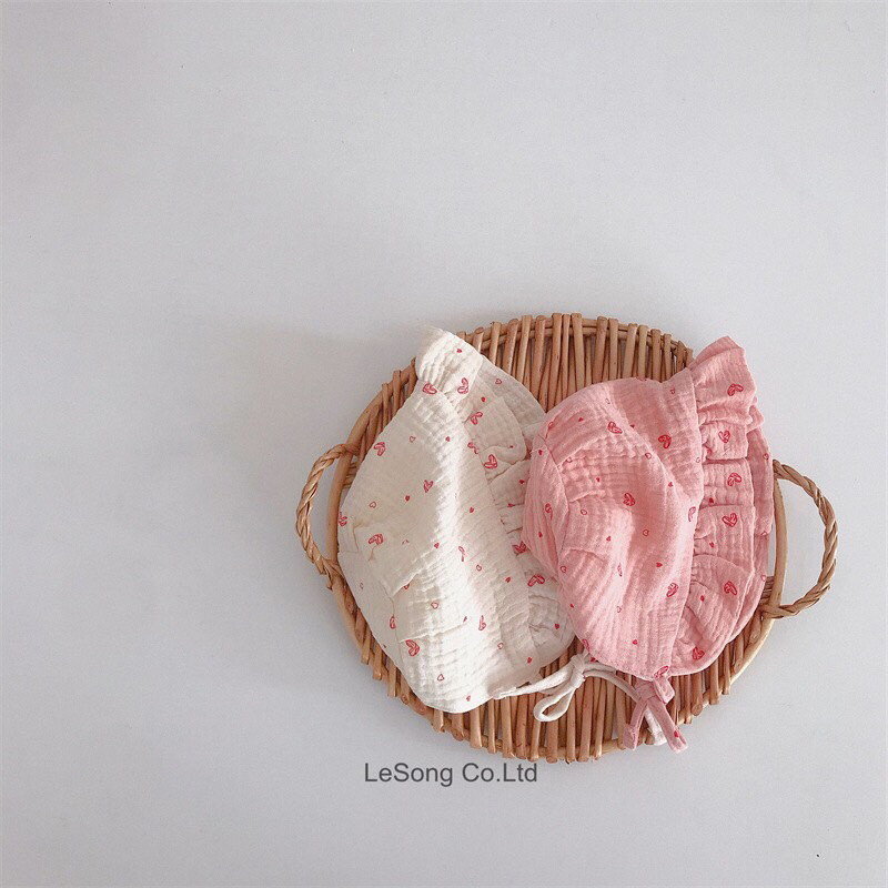 MŨ VẢI TIỂU THƯ PHỐI REN ĐÁNG YÊU CHO BÉ 0-18M