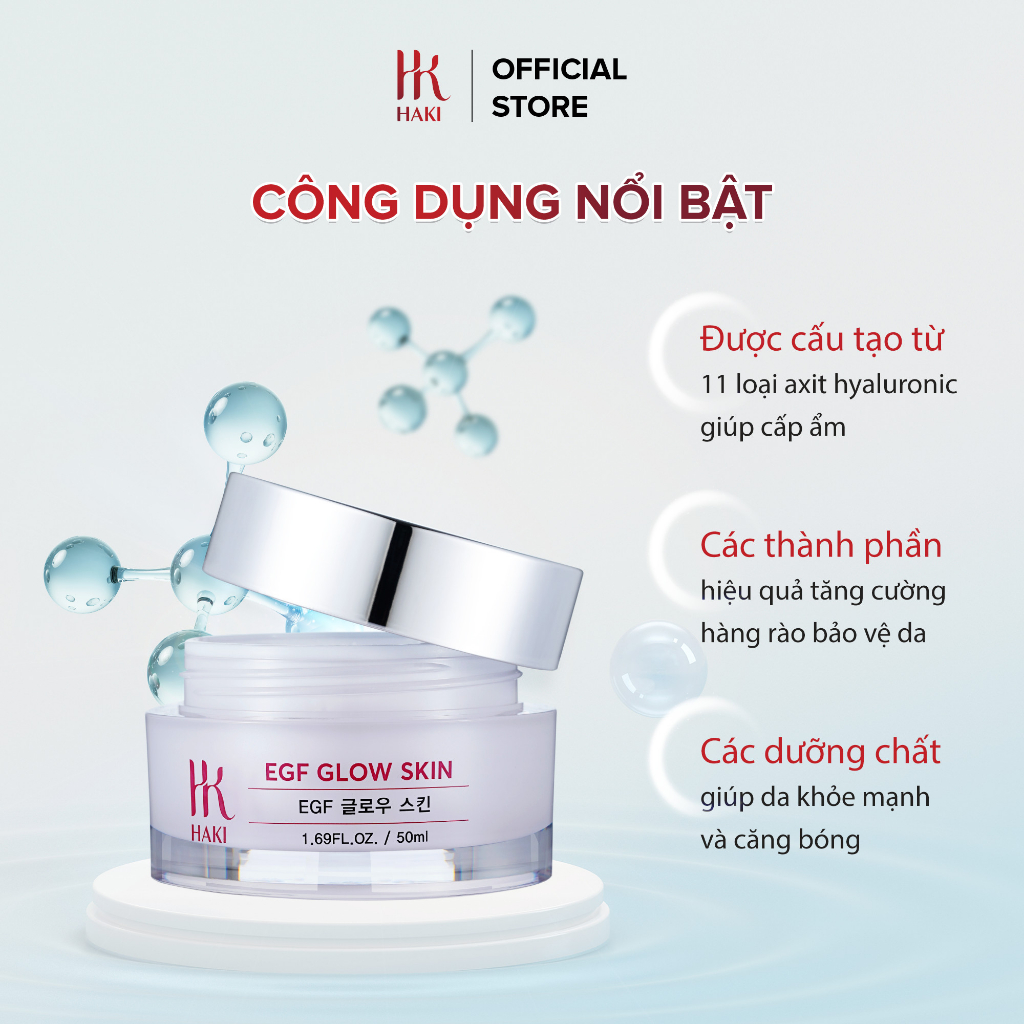 Kem Dưỡng Ẩm Ban Đêm Phục Hồi Da HAKI EGF GLOW SKIN 50ml