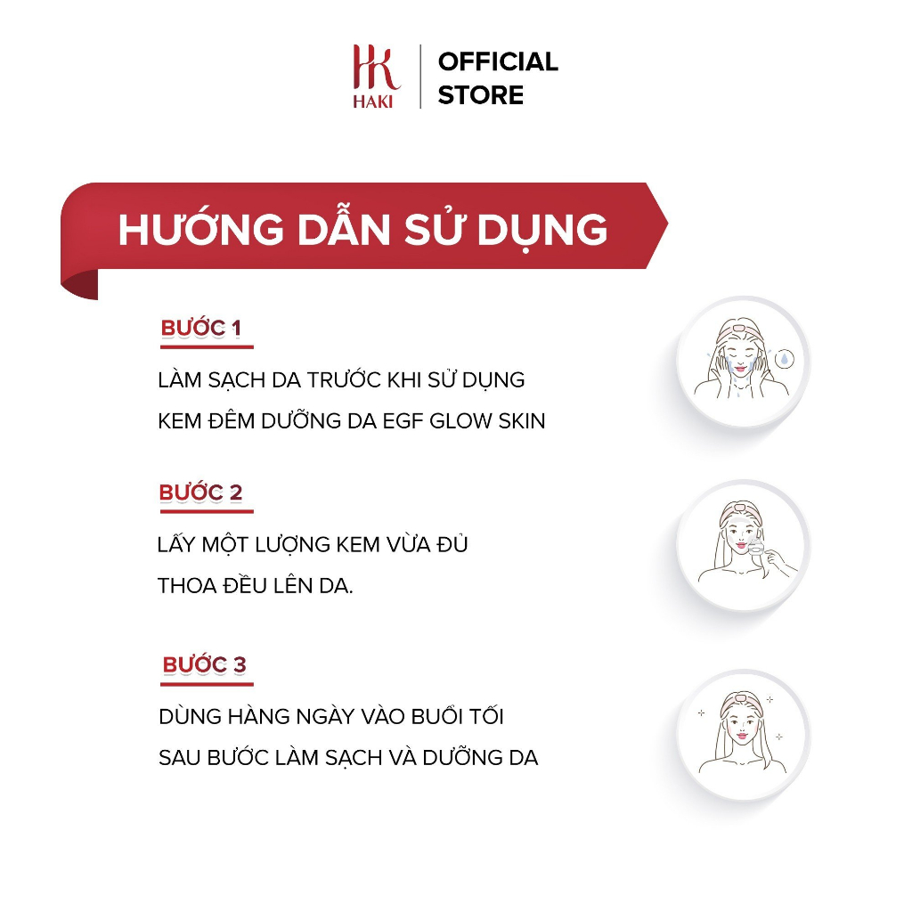 Kem Dưỡng Ẩm Ban Đêm Phục Hồi Da HAKI EGF GLOW SKIN 50ml