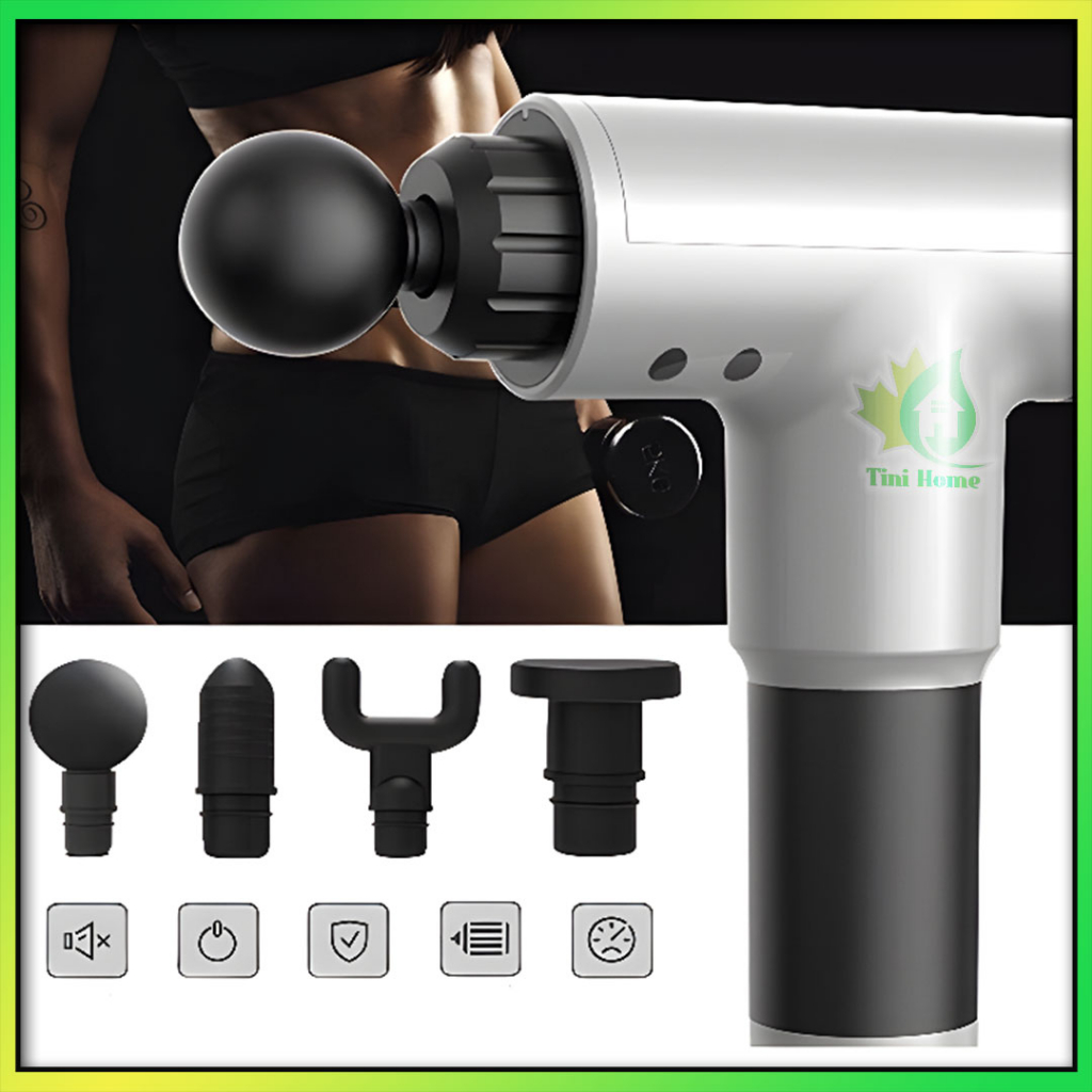 Súng Massage Cầm Tay Mini - Máy Đấm Lưng Mát Xa Trị Liệu Cổ Vai Gáy 4 Đầu 6 Chế Độ - Tinihome Shop