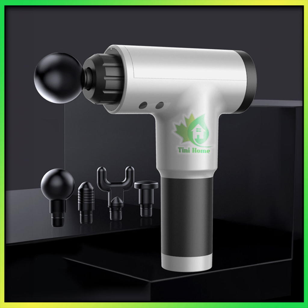Súng Massage Cầm Tay Mini - Máy Đấm Lưng Mát Xa Trị Liệu Cổ Vai Gáy 4 Đầu 6 Chế Độ - Tinihome Shop