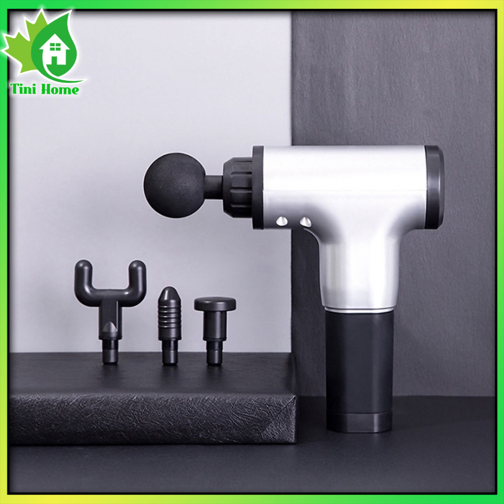 Súng Massage Cầm Tay Mini - Máy Đấm Lưng Mát Xa Trị Liệu Cổ Vai Gáy 4 Đầu 6 Chế Độ - Tinihome Shop