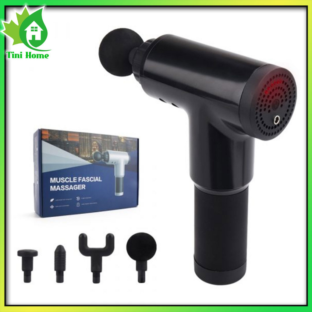 Súng Massage Cầm Tay Mini - Máy Đấm Lưng Mát Xa Trị Liệu Cổ Vai Gáy 4 Đầu 6 Chế Độ - Tinihome Shop