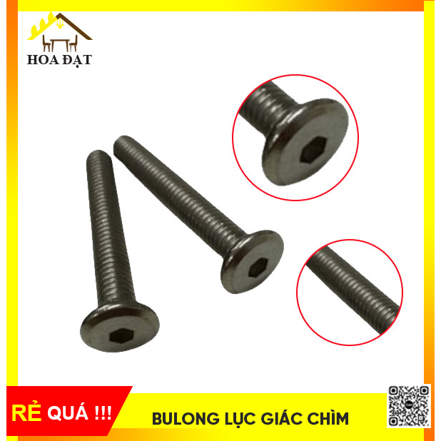 Bịch 1Kg Bu Lông (Bulong) lục giác chìm M6 - Màu Đen - Nhiều loại kích thước - Khoảng 109 con
