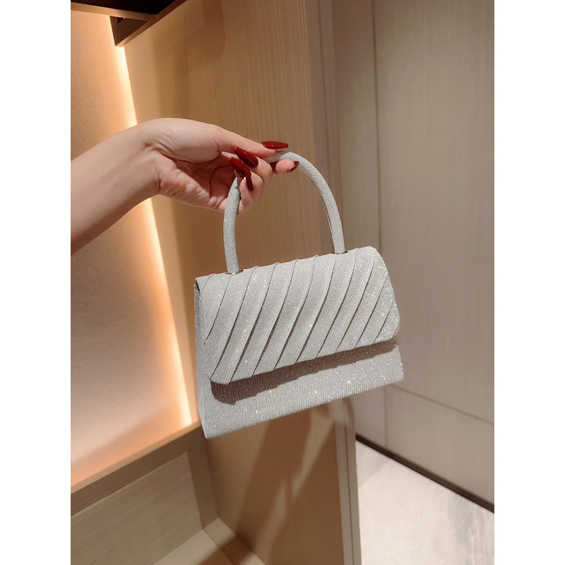 Túi cầm tay kim sa màu trắng đẹp giá rẻ