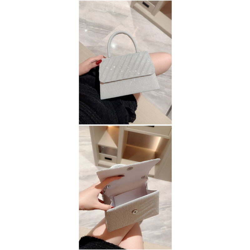 Túi cầm tay kim sa màu trắng đẹp giá rẻ