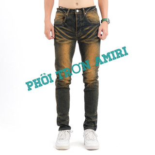 Quần Jeans AMIRI Phôi Trơn, 4 Cúc Màu Nâu Phủ