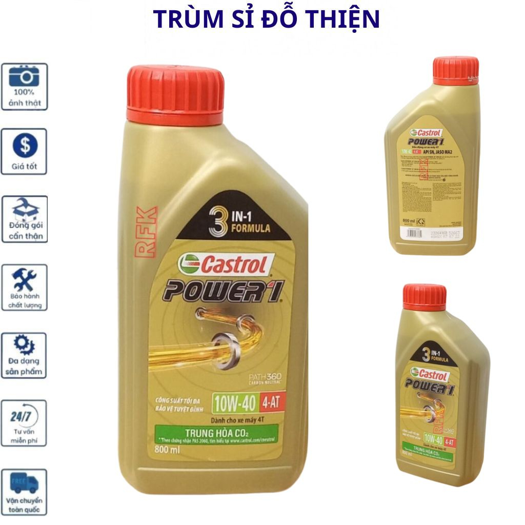 Nhớt xe số cao cấp castrol power1 10W40 800ml HOANTHACH Trùm Sỉ Đỗ Thiện