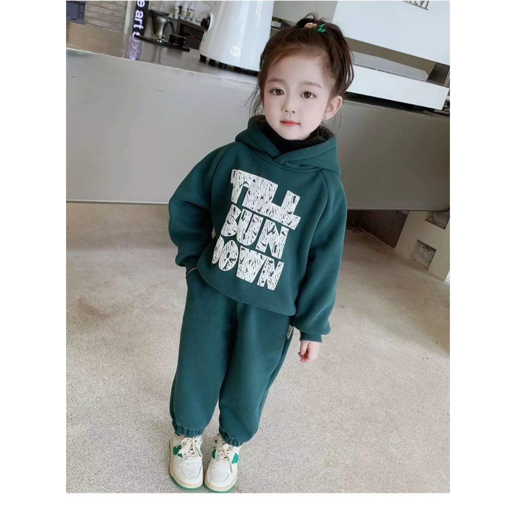 BÁN SỈ BỘ BÉ NỈ HOODIE MŨ XANH TILL BUN