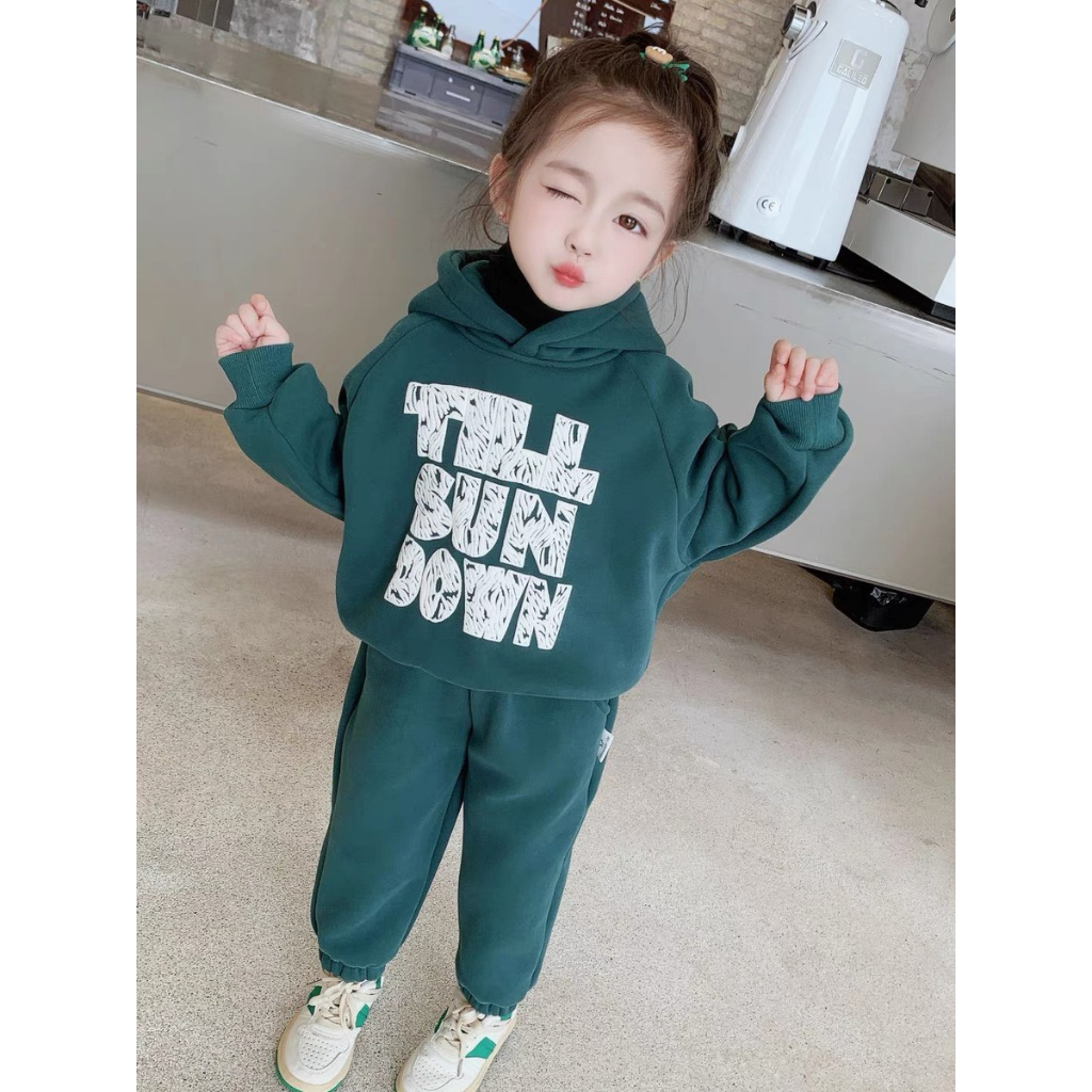 BÁN SỈ BỘ BÉ NỈ HOODIE MŨ XANH TILL BUN