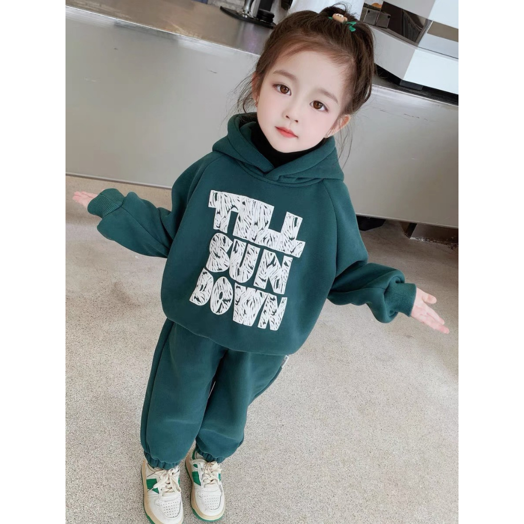 BÁN SỈ BỘ BÉ NỈ HOODIE MŨ XANH TILL BUN