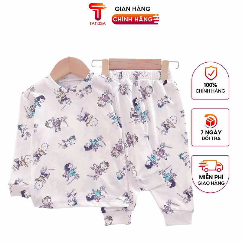 Bộ dài tay in hình hoạ tiết cây thông,hoạt hình TANOSA chất cotton mềm mịn mát cho bé trai bé gái từ 10-32kg