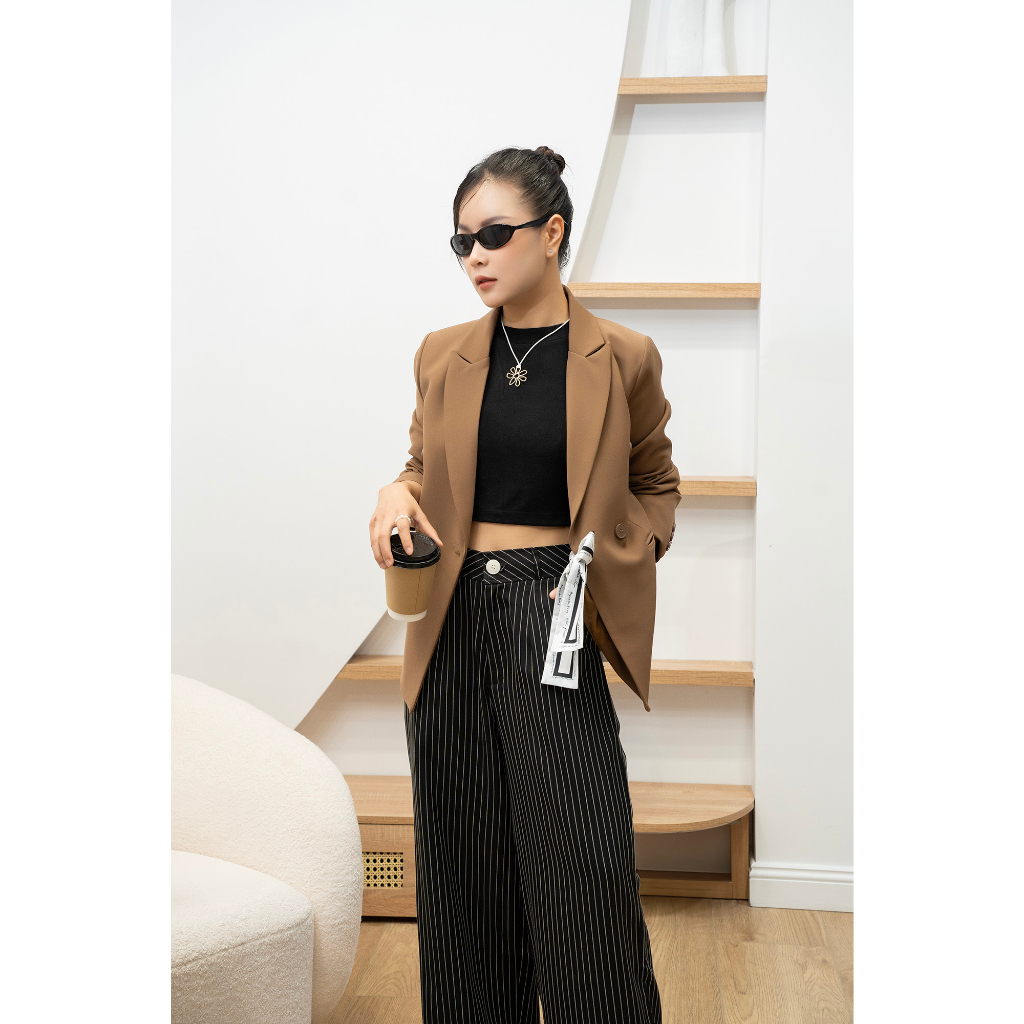 - Áo blazer nữ áo vest dài tay màu nâu