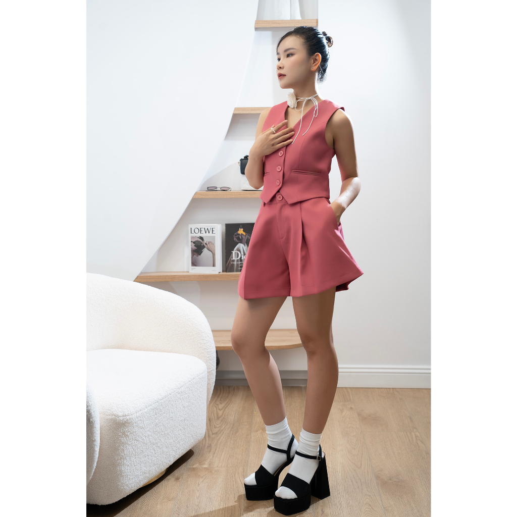 Set ghi lê quần short - Set ghi lê chiết eo nữ siêu trendy chuẩn form tôn dáng