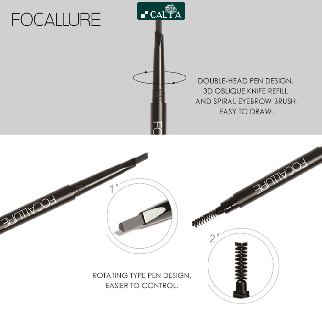 Bút Kẻ Mày 2 Đầu Focallure Bền Màu, Lâu Trôi, Chống Thấm Nước - Focallure Auto Brows Pen FA18 1g