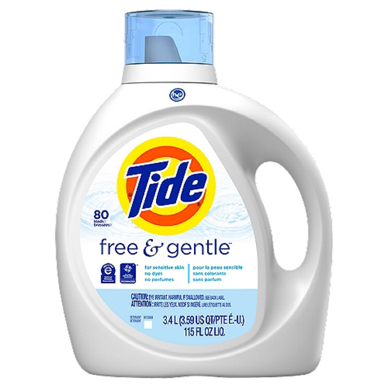 Nước Giặt Dịu Nhẹ Không Mùi, Liquid Laundry Detergent, Free & Gentle, 32 Lần Giặt, 46 fl oz (1.36L) - TIDE