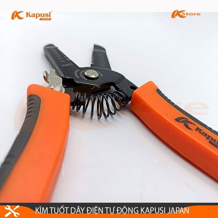 KÌM TUỐT DÂY ĐIỆN KAPUSI JAPAN K-9100, PHẠM VI TUỐT 0.6-2.6MM, KÌM TUỐT DÂY ĐIỆN NHẬT BẢN CÓ KHÓA AN TOÀN KHI SỬ DỤNG, K