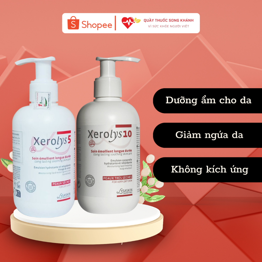 Kem dưỡng ẩm Xerolys 5, Xerolys 10 dành cho da khô,da chàm chai 200ml