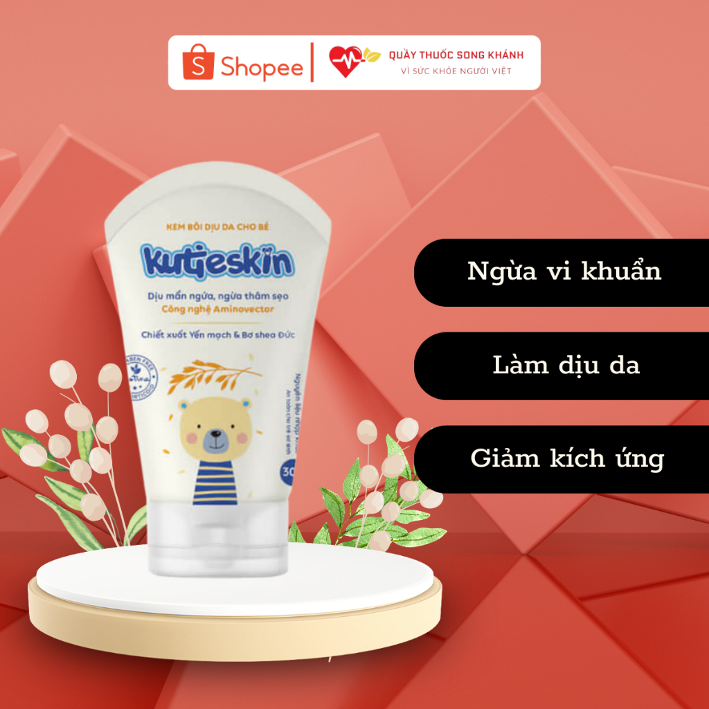 Kutieskin kem bôi dịu da bé giảm ngứa nhanh giảm hăm, rôm sảy cho bé (tuýp 30g)