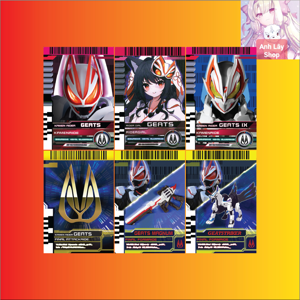 Đồ chơi 4 Rider card Sưu tập kamen rider Geats  của series phim Siêu nhân Kamen rider Decade