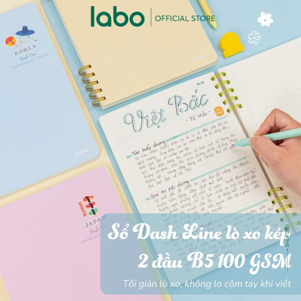 Vở Klong B5 Caro, Kẻ Ngang 120 200 Trang 100gsm Lò Xo Kép 2 Đầu Labo
