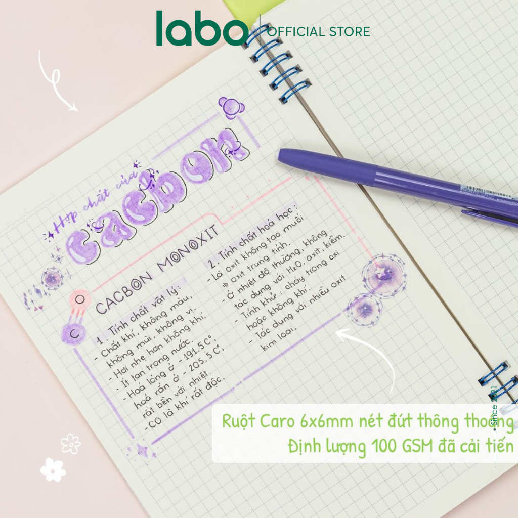 Vở Klong B5 Caro, Kẻ Ngang 120 200 Trang 100gsm Lò Xo Kép 2 Đầu Labo
