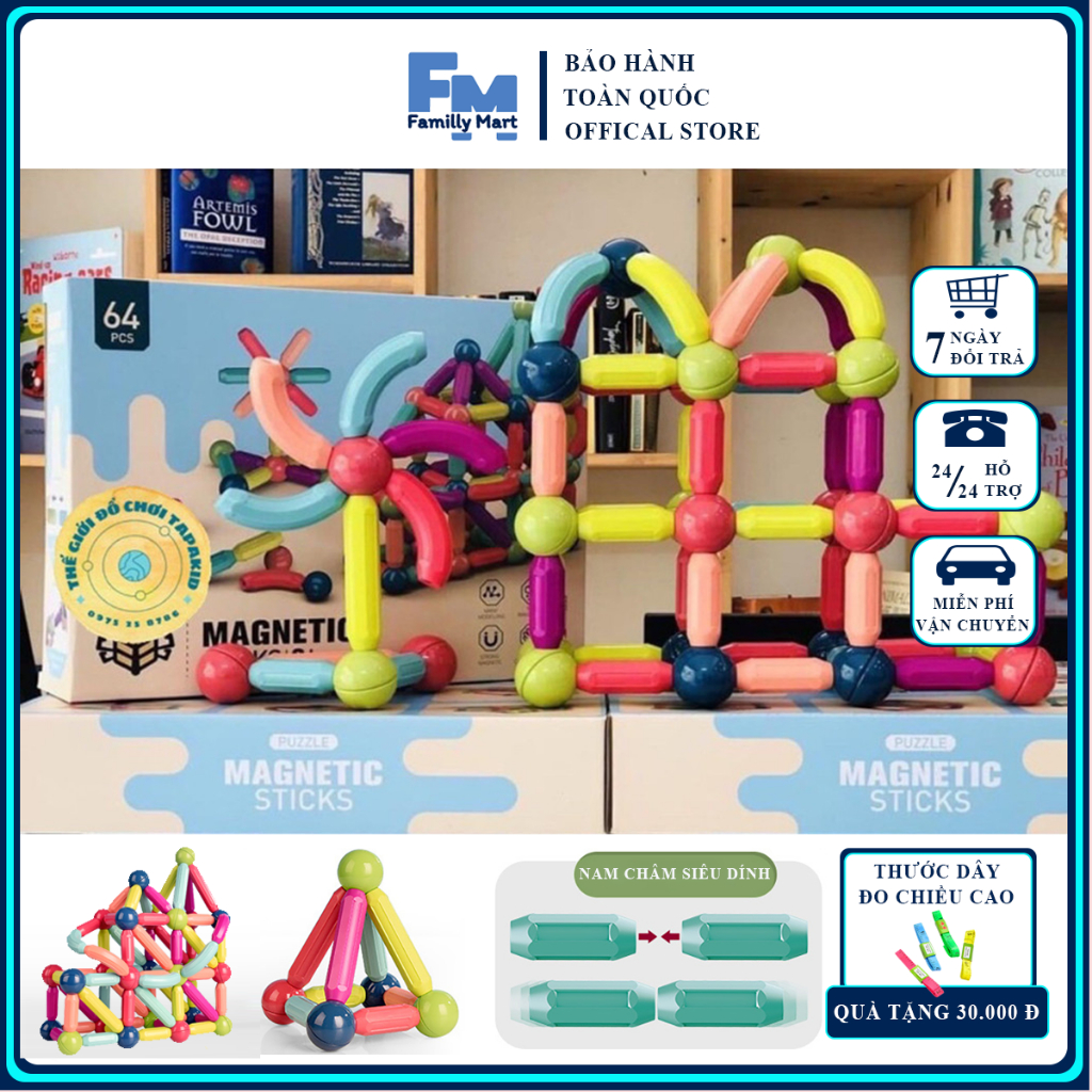 Bộ xếp hình phát triển trí tuệ Magnetic an toàn cho bé, bộ lắp ghép nam châm vĩnh cử bền bỉ và an toàn cho các bé