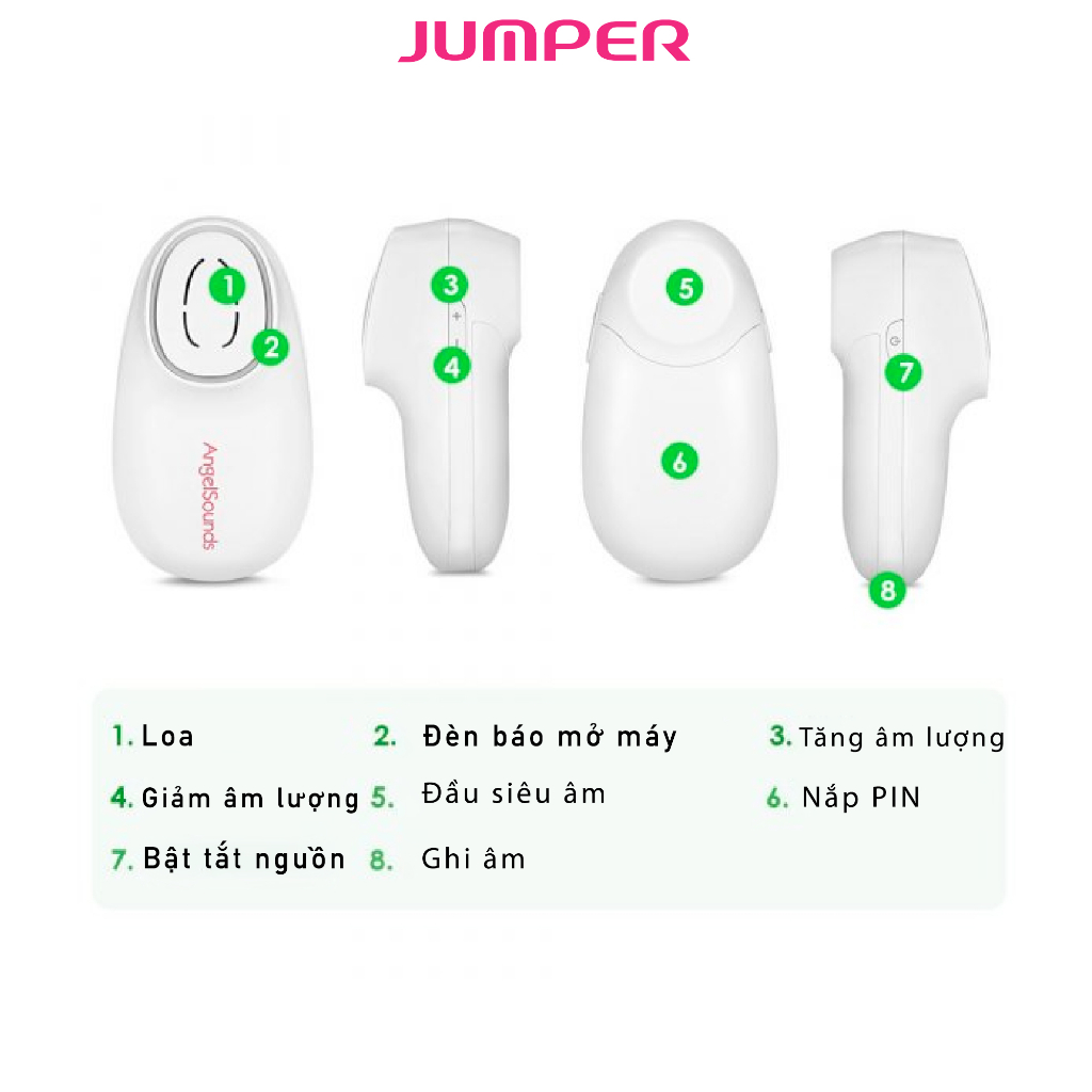 Máy theo dõi nhịp tim thai nhi cầm tay tại nhà Jumper JPD-100s9  có cảm biến tim thia bất thường