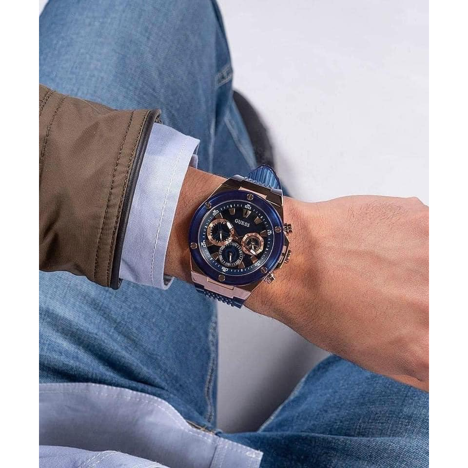 Đồng Hồ Nam Guess Sport Blue Silicone GW0425G3