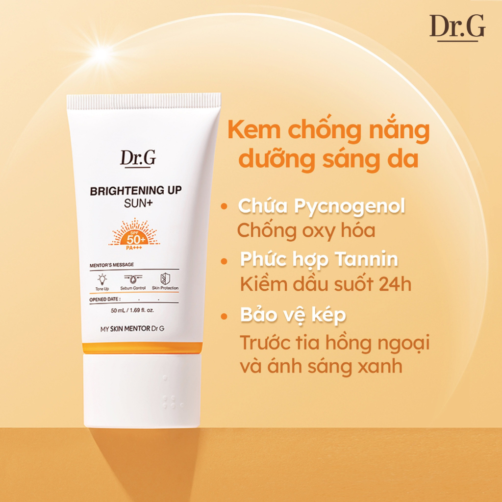 Kem chống nắng Dr.G - chống nắng dưỡng sáng da Brightening & Green Mild Up Sun+ SPF50+ PA+++ 50ml
