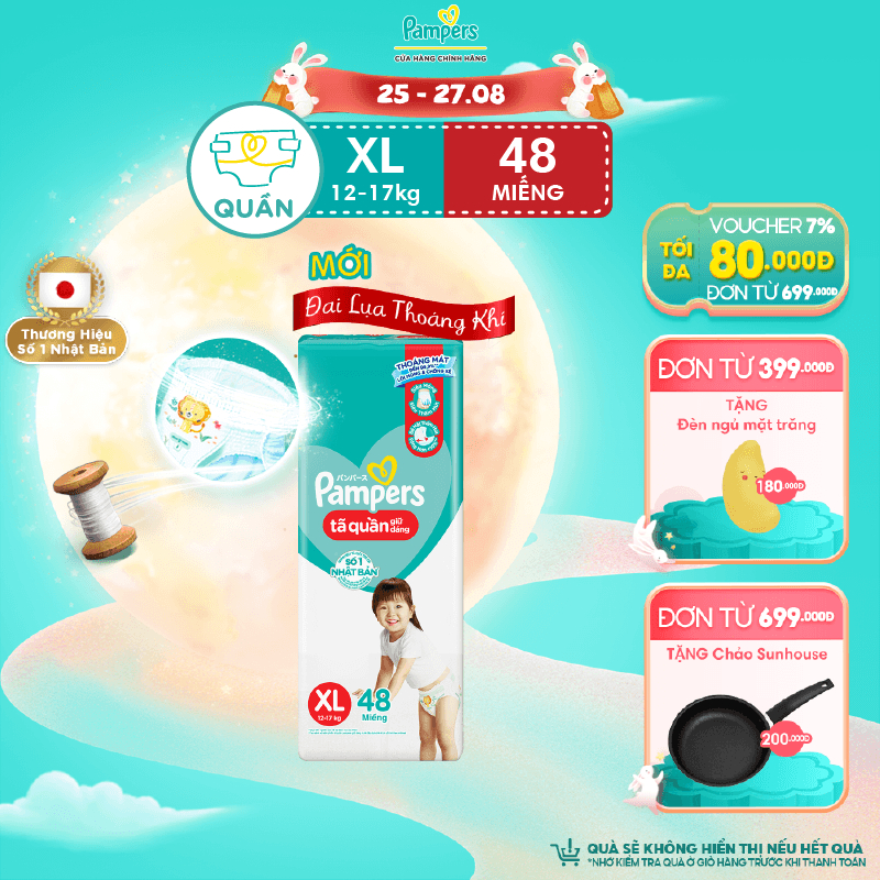 Tã/ Bỉm Quần PAMPERS Giữ Dáng Gói Đại Size M60/ L54/ XL48/ XXL44