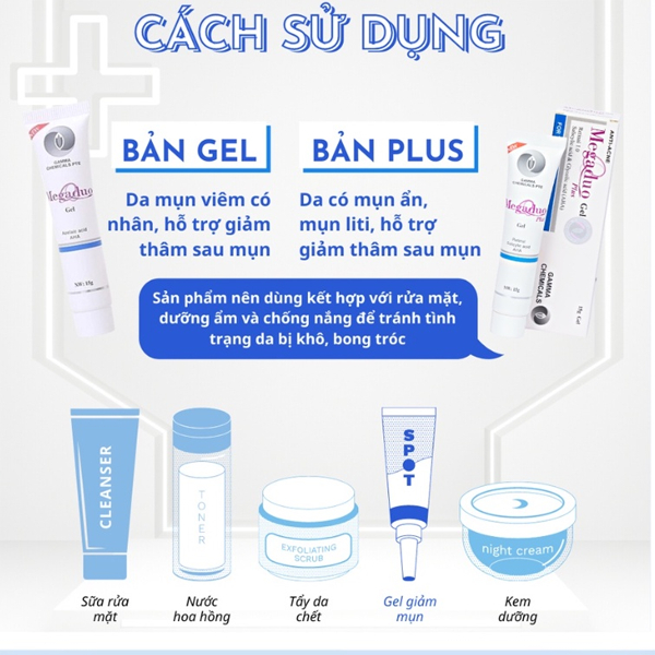 Gel Megaduo Plus giảm mụn thâm nám 15g AHA Retinal 15g dưỡng da mờ sẹo
