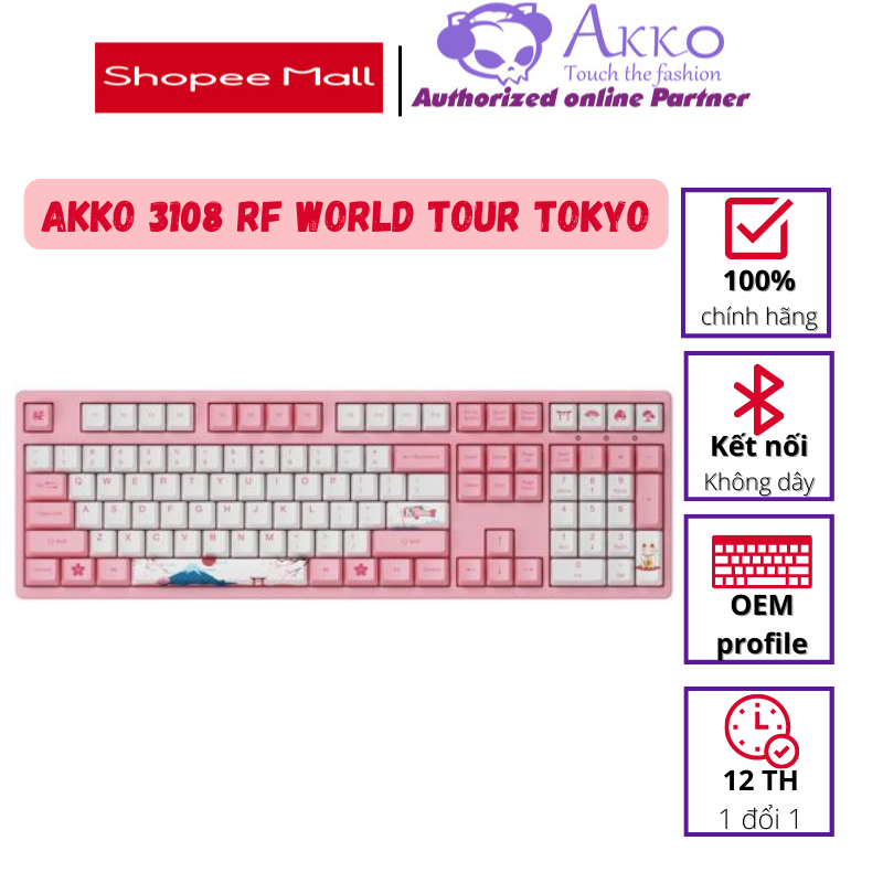 Bàn phím cơ AKKO 3108 RF World Tour Tokyo (Dual-mode / AKKO sw v3)