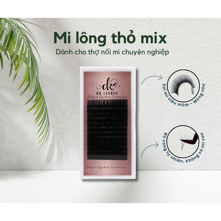 Mi lông thỏ Mix cong J,B,C,CC với size 8mm-13mm - Mềm mịn như lông mi thật