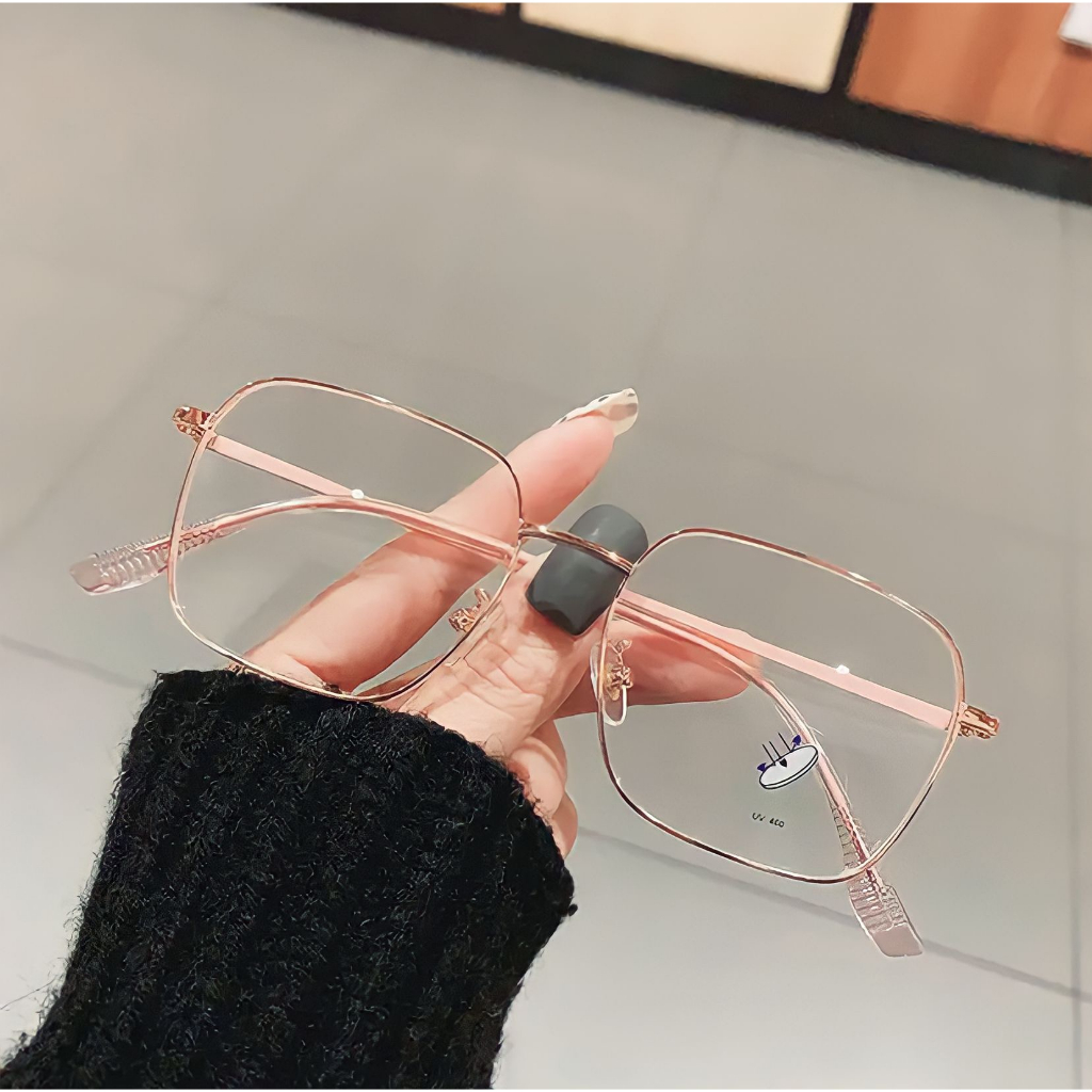 Kính giả cận, Gọng kính cận mảnh kim loại hot tiktok dáng vuông Pica Eyewear Mã 015