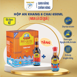 Nước mắm truyền thống Phú Quốc Thịnh Phát  43 độ đạm thơm ngon đặc vị cá - hộp An Khang 6 chai 650ml