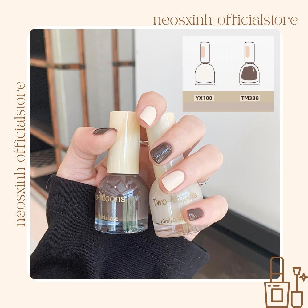 Sơn Móng Tay Twomoons SET 2 LỌ #1 Nude Đen Trắng Kim Tuyến Pastel - Neosxinh Nails