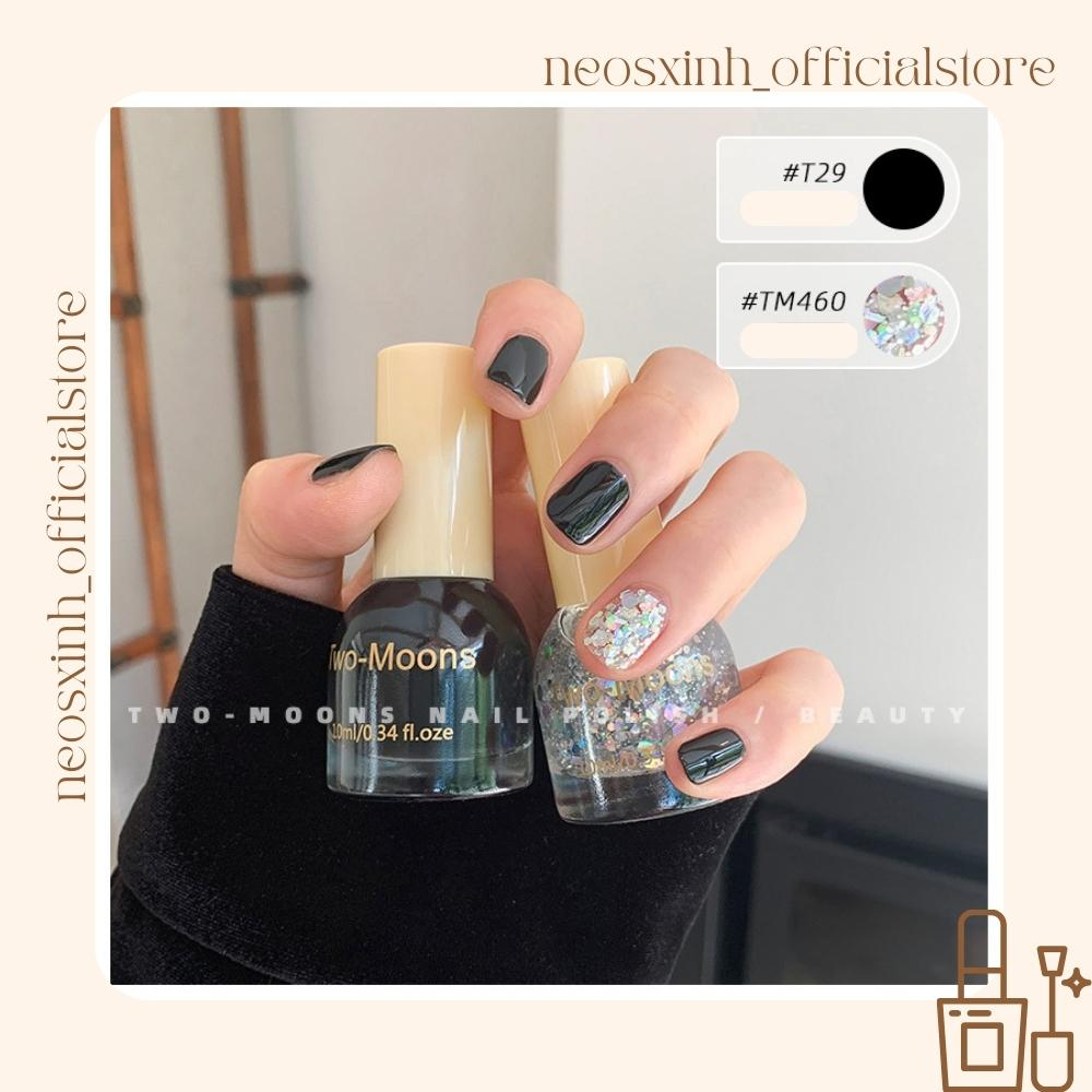 Sơn Móng Tay Twomoons SET 2 LỌ #1 Nude Đen Trắng Kim Tuyến Pastel - Neosxinh Nails