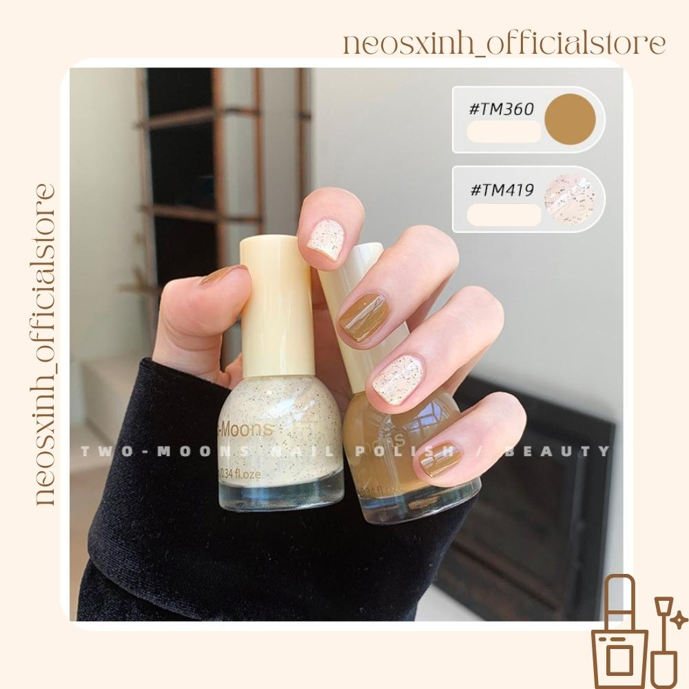 Sơn Móng Tay Twomoons SET 2 LỌ #1 Nude Đen Trắng Kim Tuyến Pastel - Neosxinh Nails