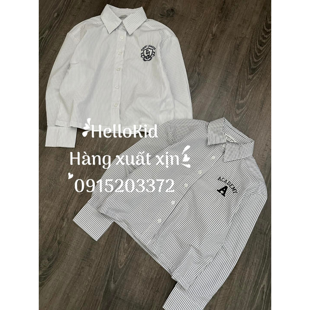 Áo sơmi kẻ hình thêu gzj bé gái
