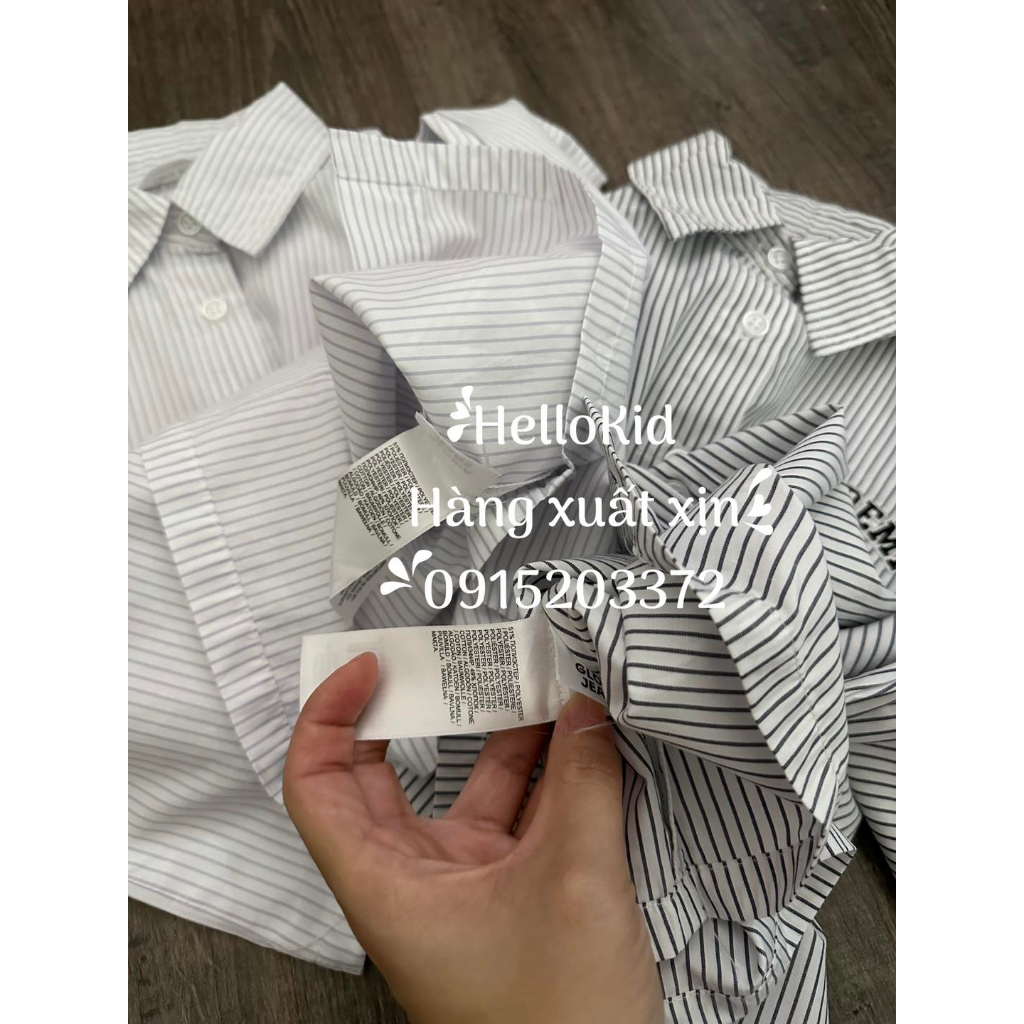 Áo sơmi kẻ hình thêu gzj bé gái