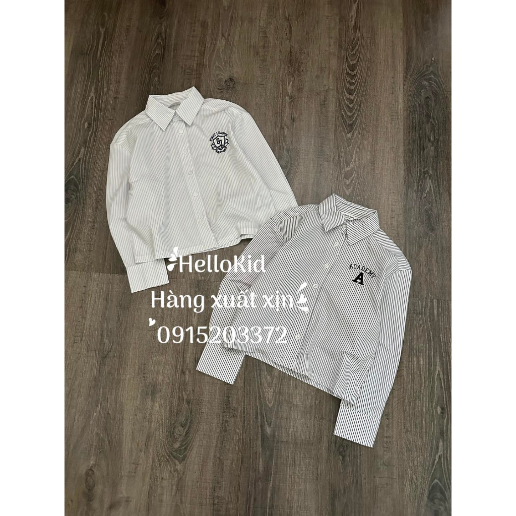 Áo sơmi kẻ hình thêu gzj bé gái