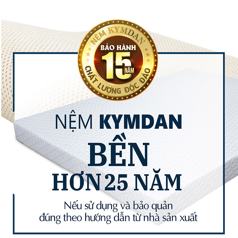 Nệm cao su thiên nhiên Kymdan Deluxe độ dày 5 / 7,5 / 10 cm