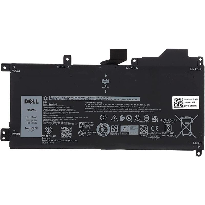 Pin Dell Latitude 7200 7210 1FKCC KWWW4 9NTKM D9J00 38Wh 7.6V