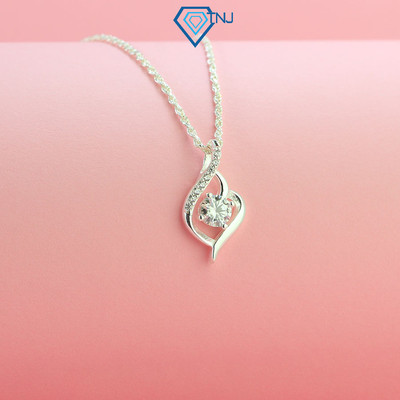 Dây chuyền bạc nữ Moissanite 4.5ly kèm thẻ tra cứu hình trái tim lấp lánh sang trọng DCNM0009 - Trang Sức TNJ