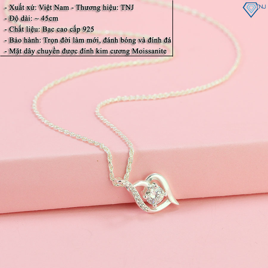 Dây chuyền nữ kim cương Moissanite 5ly TNJ kiểm định GRA hình trái tim lấp lánh DCNM0009 - Trang Sức TNJ