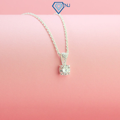 Dây chuyền bạc nữ Moissanite 6.0mm mặt đính đá đơn giản kèm thẻ tra cứu cao cấp DCNM0010 - Trang Sức TNJ