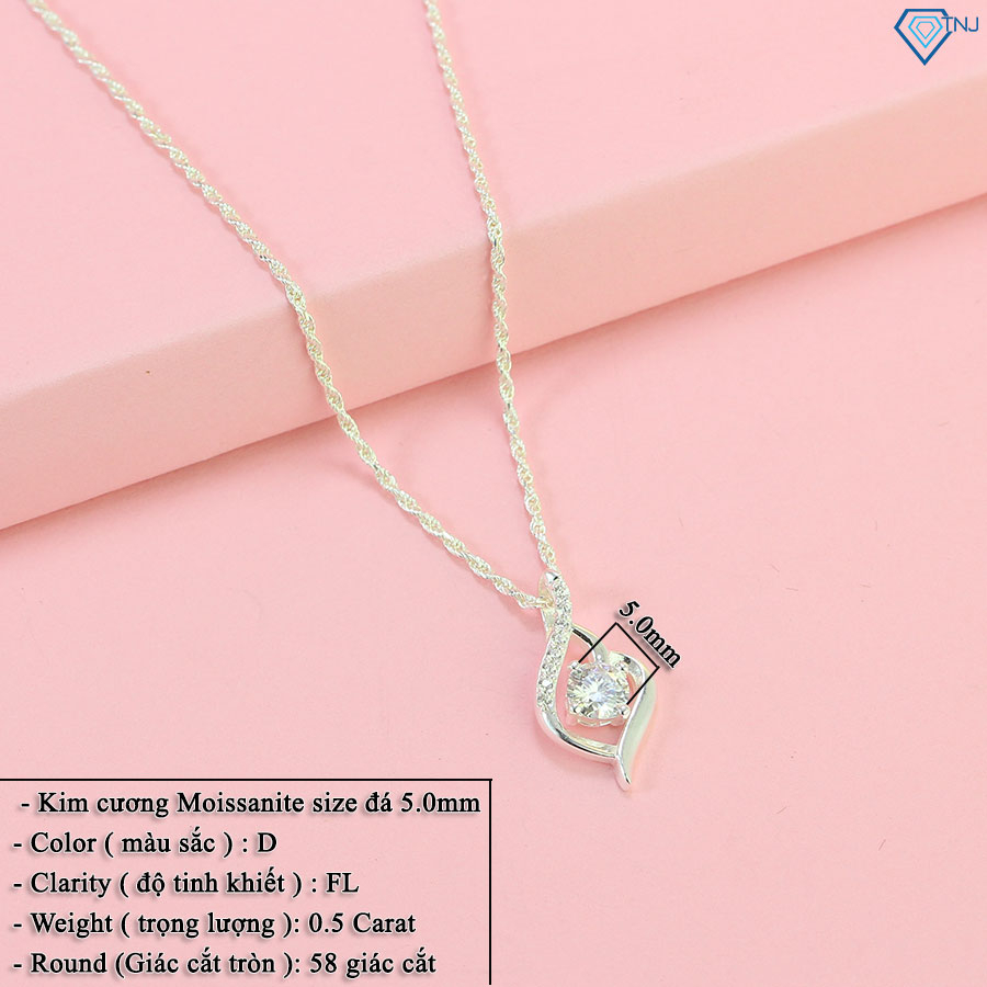 Dây chuyền nữ kim cương Moissanite 5ly TNJ kiểm định GRA hình trái tim lấp lánh DCNM0009 - Trang Sức TNJ