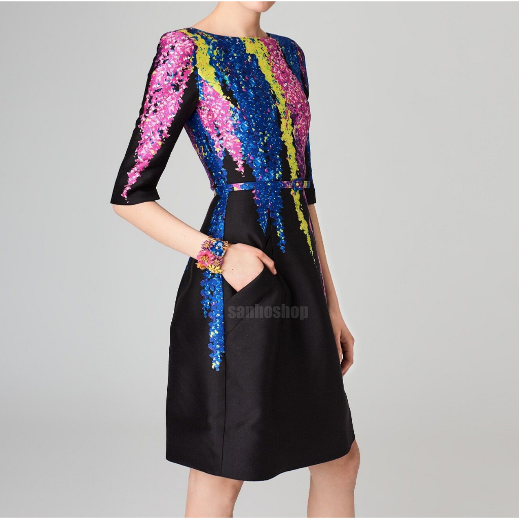 ĐẦM T3.D PAINTED PRINT IN BLACK