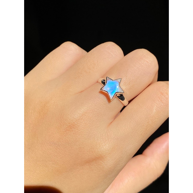 Nhẫn bạc moonstone cá tính bạc dày dặn